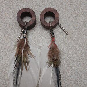 Wooden Gauges/plugs 1" with removable earrings